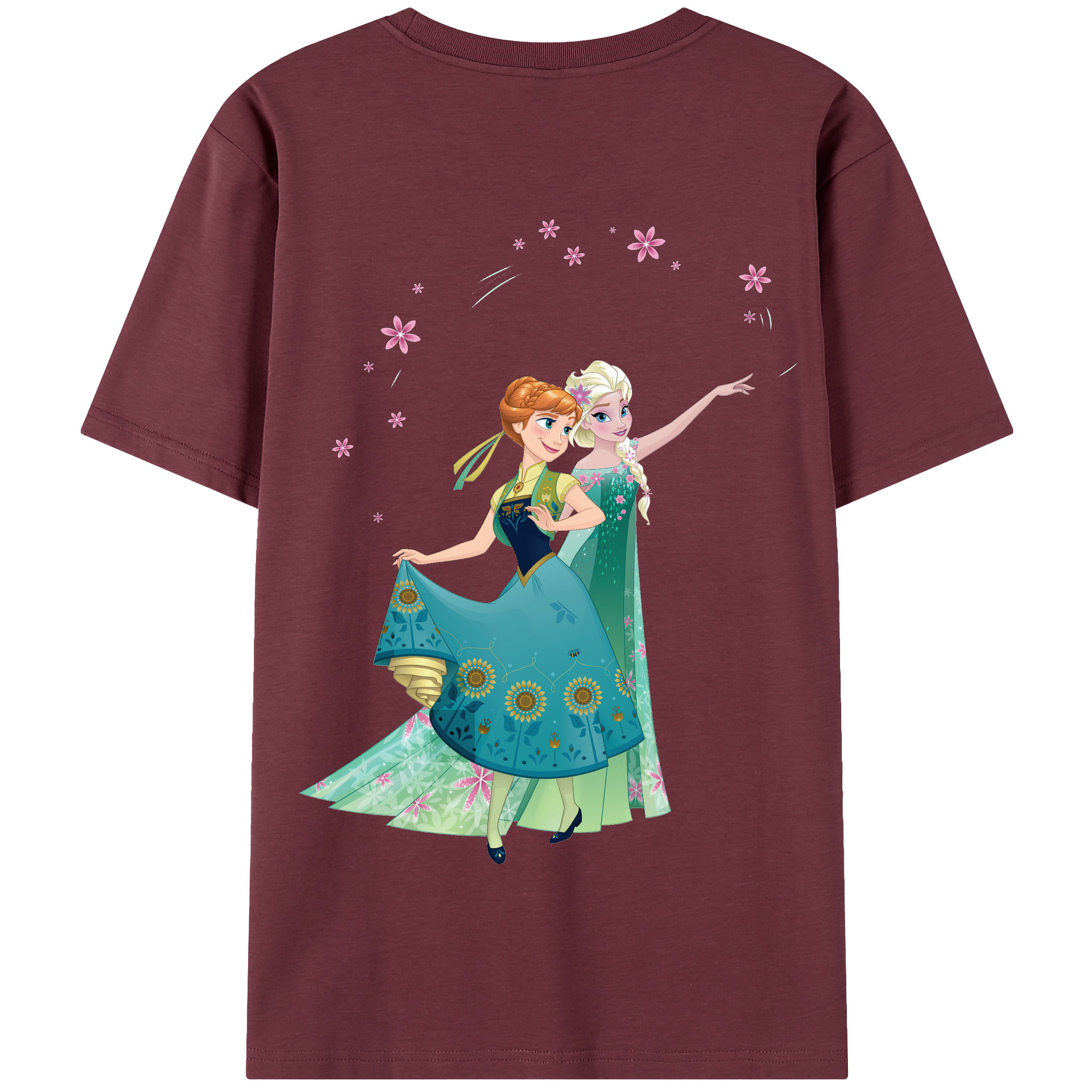 （画像用） アナと雪の女王 アンナ エルサ Frozen Anna Elsa 綿100％半袖Tシャツ（背面プリント）